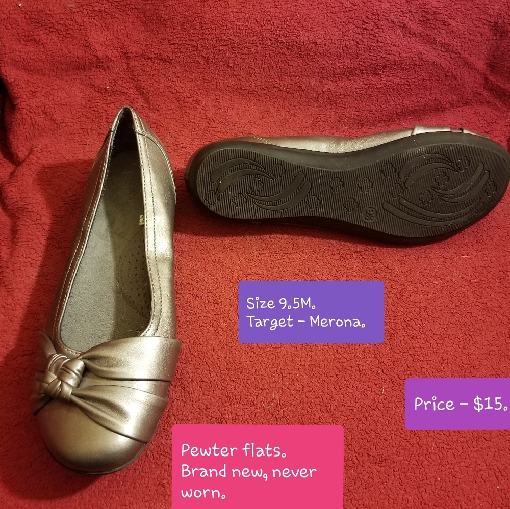 Pewter gray flats. Never worn.